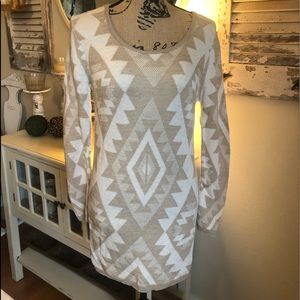 Sweater dress cream and tan.  Size small NWT